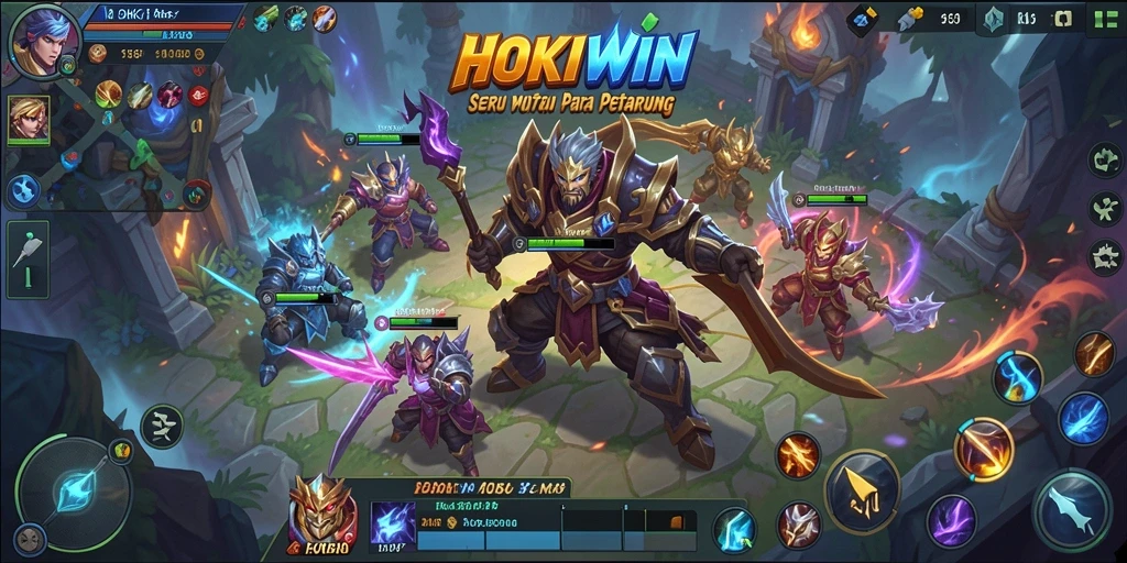 Tampilan gameplay seru di HOKIWIN dengan aksi MOBA yang intens.
