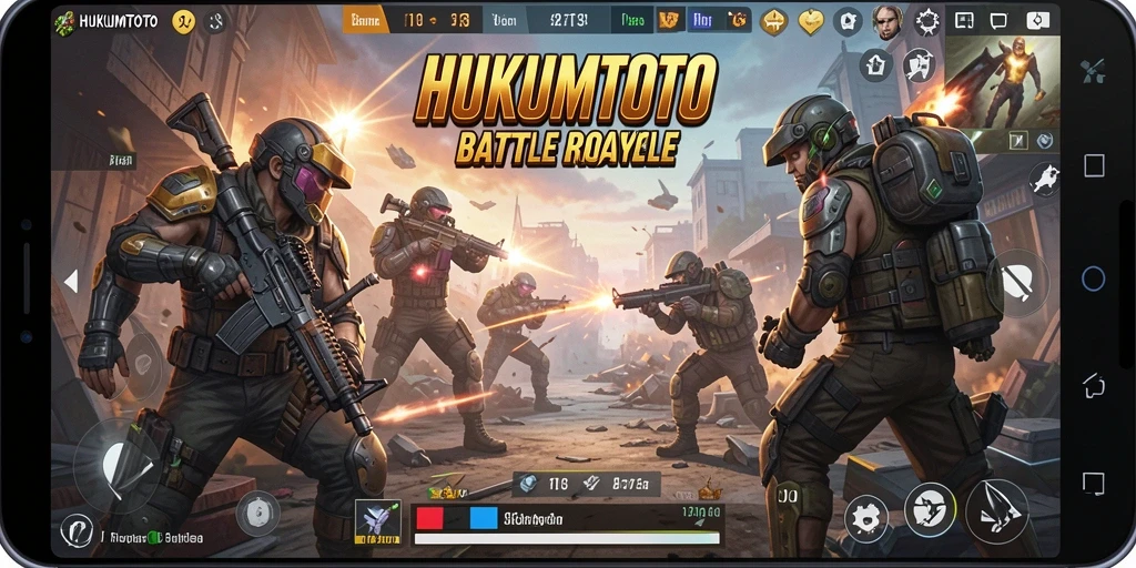 Screenshot utama HUKUMTOTO menampilkan aksi pertempuran yang mendebarkan.