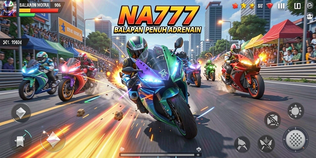 Gameplay balapan motor yang dinamis dan mendebarkan.