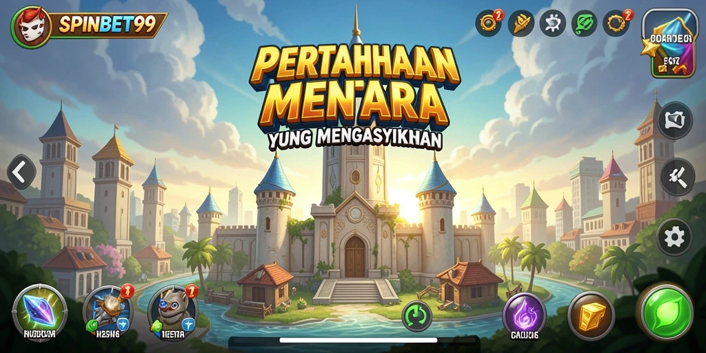 Tangkapan layar gameplay SPINBET99 dengan menara yang aktif melawan musuh.
