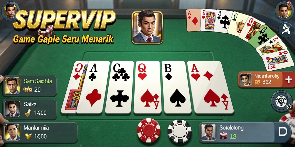 Tampilan menarik dari gameplay Gaple di SUPERVIP.