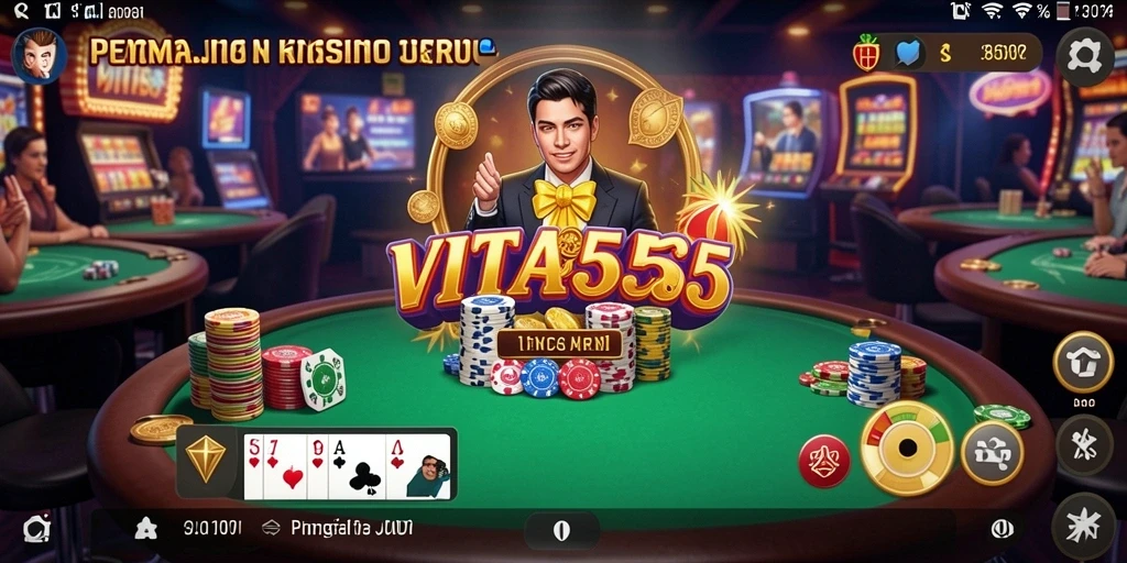 Tampilan seru VITA555 saat gameplay Kasino berlangsung.