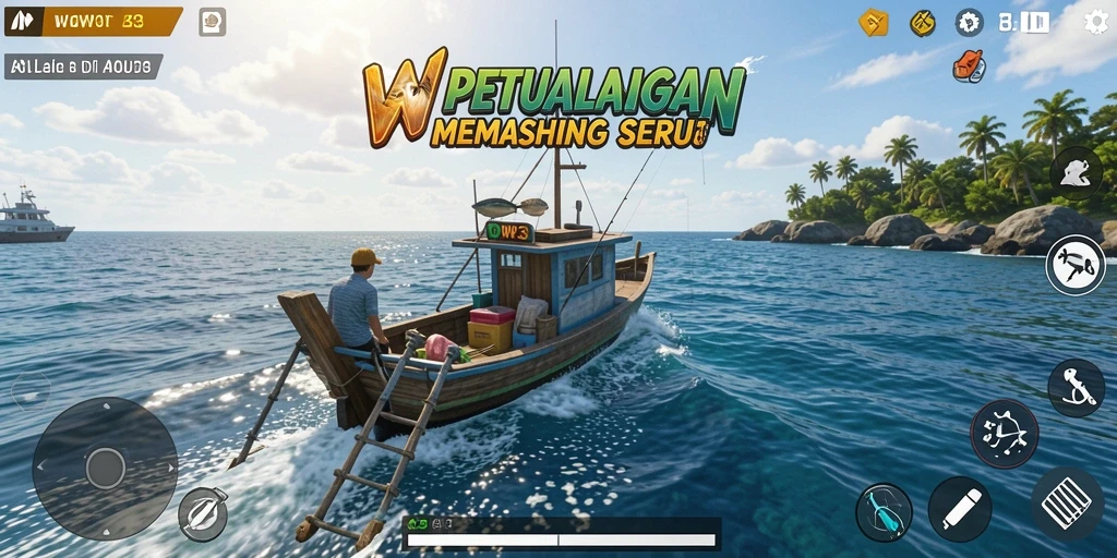 Screenshot gameplay WOW33 yang menampilkan aksi memancing menegangkan.