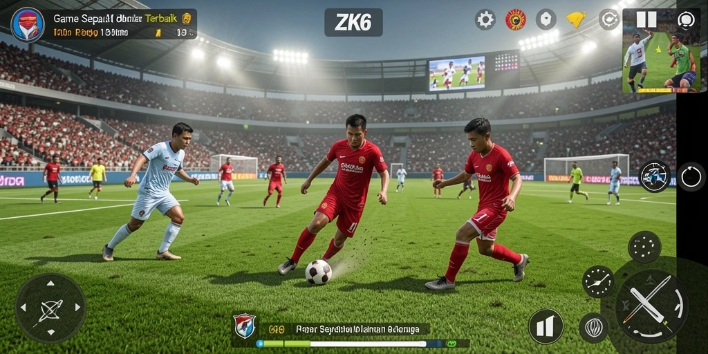 Screenshot ZK6 menampilkan aksi sepak bola yang intens dan mendebarkan.